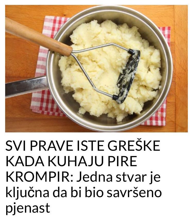 SVI ČESTO GREŠE NA ISTE NAČINE KOD PRIPREME PIRE KRUMPIRA: Postoji jedan bitan faktor za postizanje te idealne pahuljaste teksture. - featured image SVI ČESTO GREŠE NA ISTE NAČINE KOD PRIPREME PIRE KRUMPIRA: Postoji jedan bitan faktor za postizanje te idealne pahuljaste teksture. - featured image